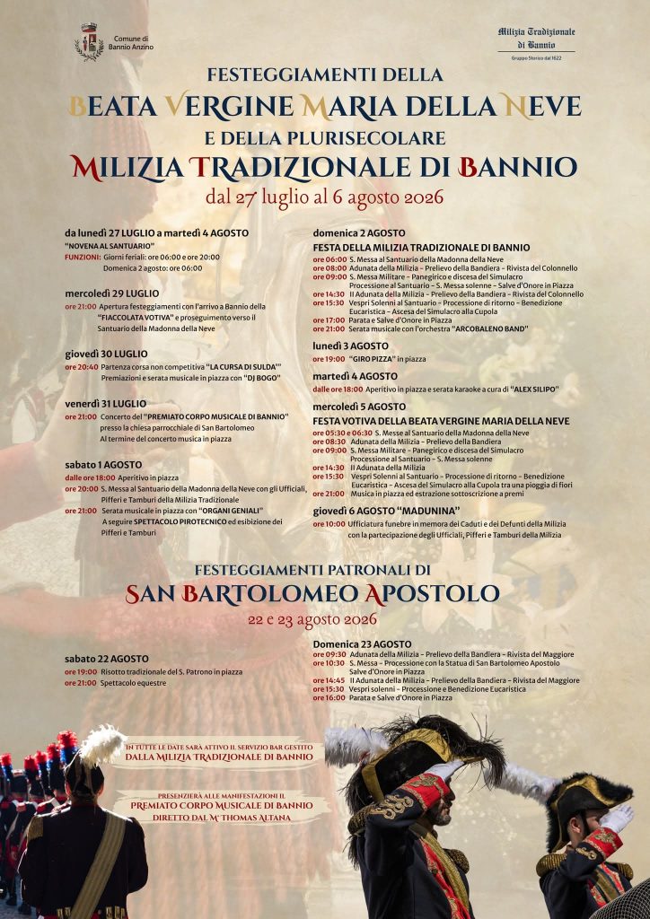 Locandina Milizia Tradizionale di  Bannio 2026